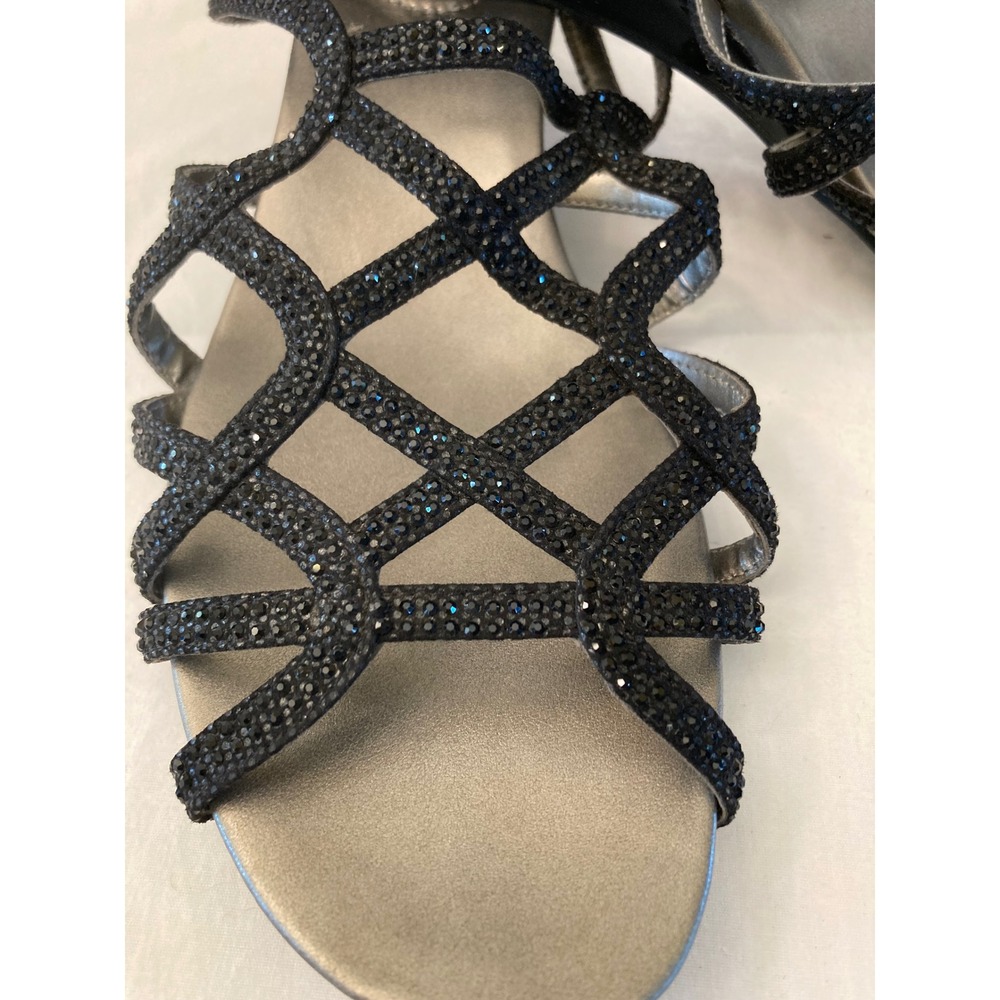 Bandalino Black Rhinestone Embellished Cage Strap Wedge Sandals Women's Size 10M - Picture 6 of 8